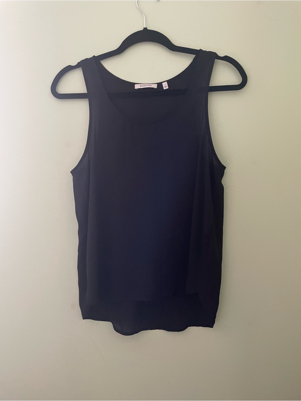 Babaton Black Sheer Chiffon Sleeveless Tank Top